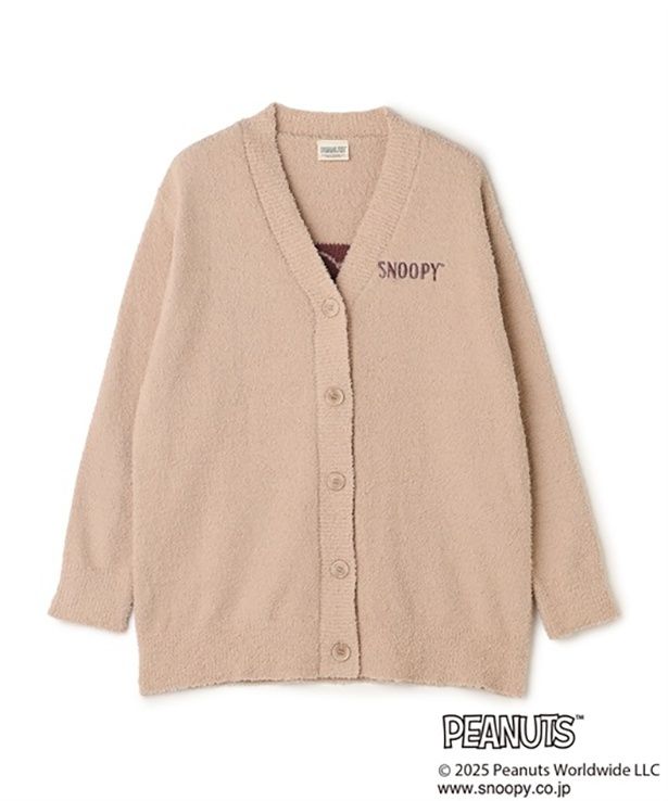 「【PEANUTS/ピーナッツ】SNOOPY/スヌーピーもこもこルームウェアカーディガン」(6380円)※ピンク
