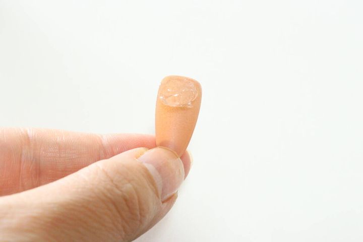 ネイルチップ マグネットデザイン 12P ピンクベージュ グルー