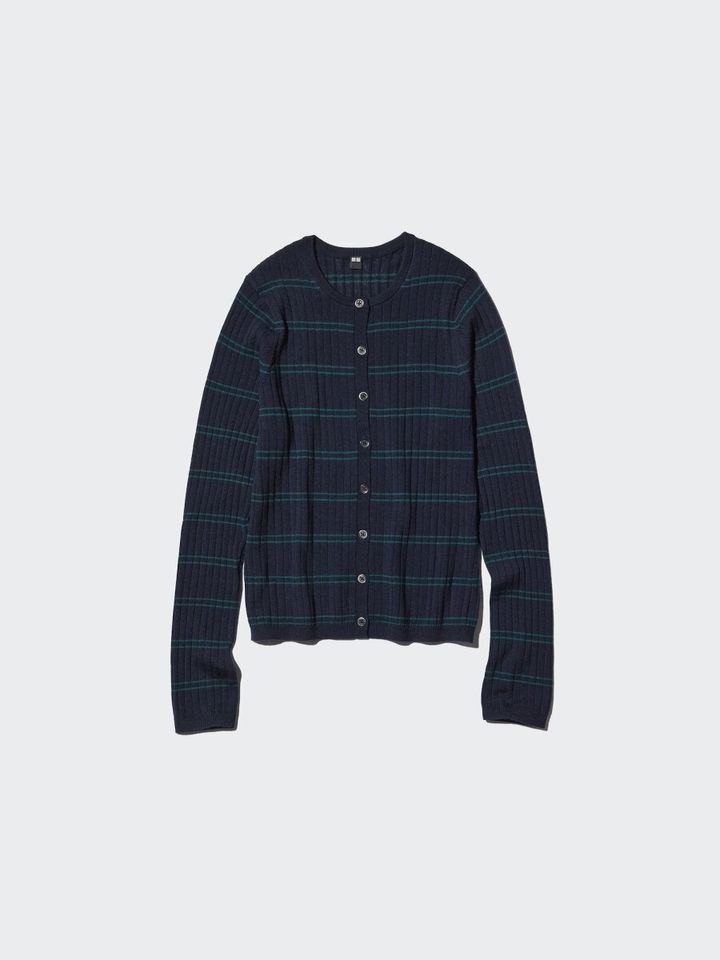 2025ユニクロ大人女性おすすめメリノリブクルーネックショートカーディガン