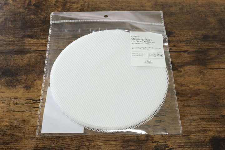 スリーコインズのせいろ用蒸しシート10枚入りWHのパッケージ