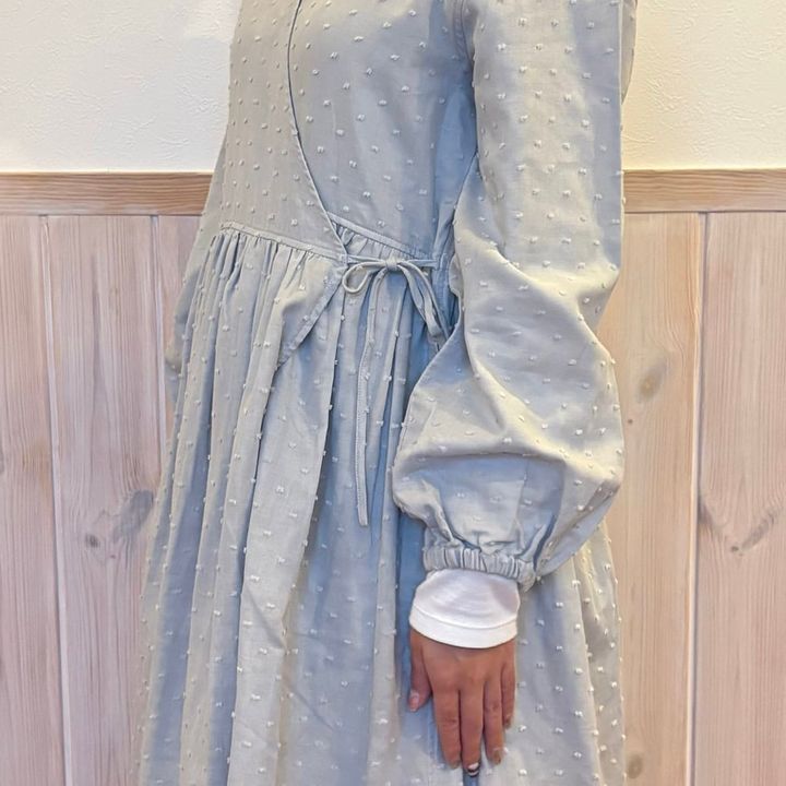 婦人 二重ガーゼ ドットドビー ロングカーディガン