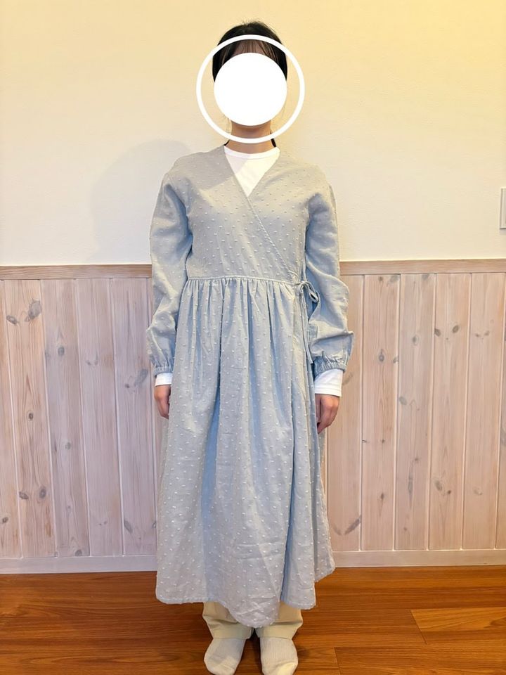 婦人 二重ガーゼ ドットドビー ロングカーディガン