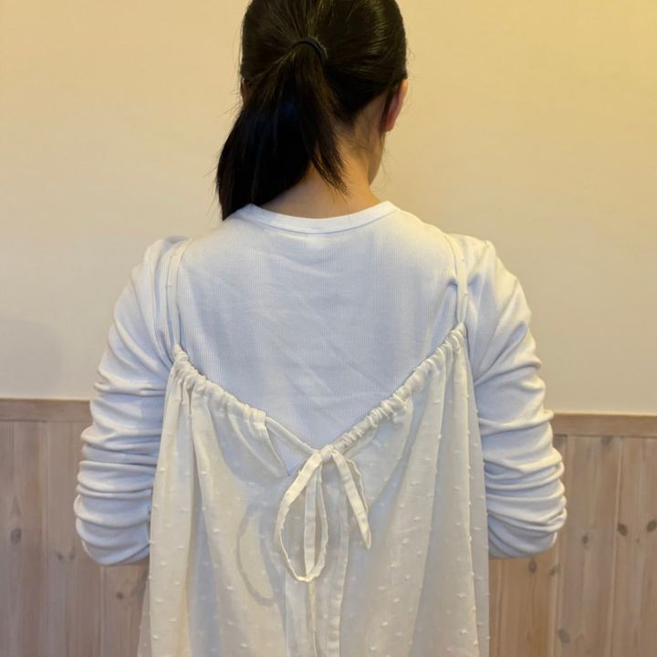 婦人 二重ガーゼ ドットドビー キャミワンピース