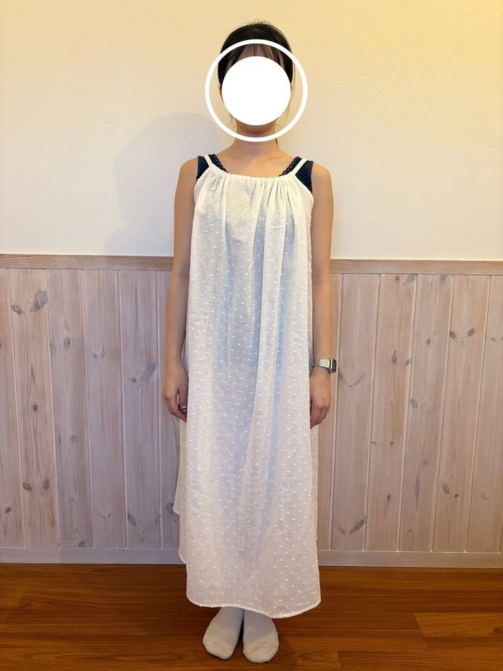 婦人 二重ガーゼ ドットドビー キャミワンピース