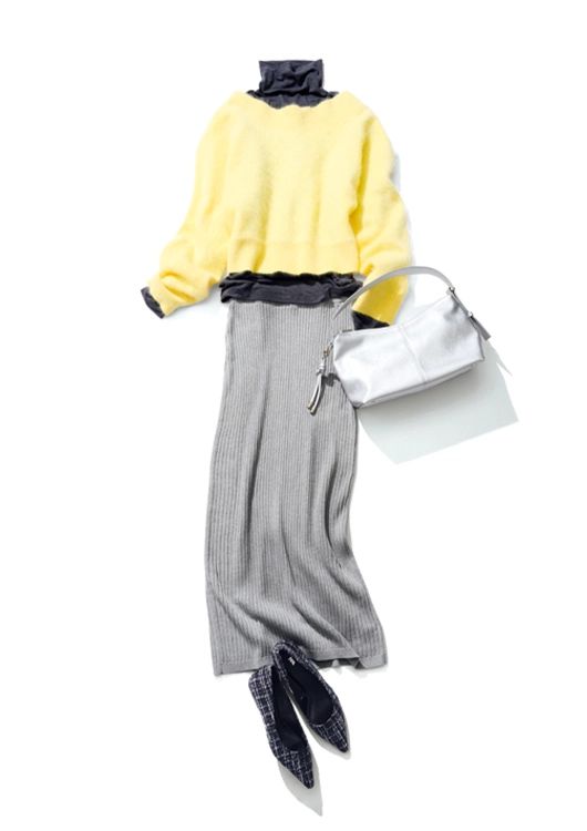 【毎日コーデ】幸運カラーのイエローのニットで初売りに