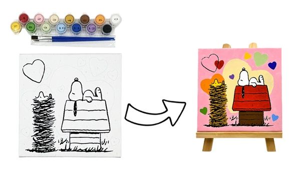 番号通りに塗るだけで、スヌーピーの本格アートが完成！「スヌーピーPaint by Number」(1650円〜)