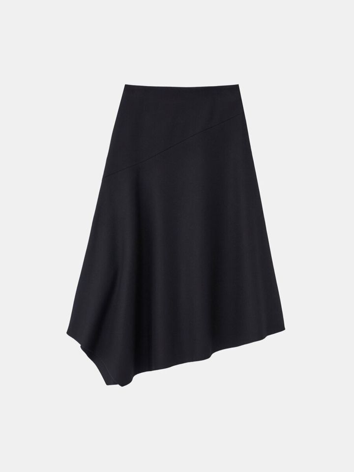 plst黒プレシャスニットメルトンアシンメトリースカート