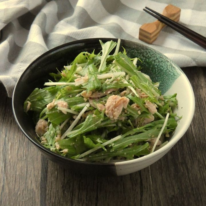 第2位「3分で完成！ツナと水菜のにんにく味噌和え」