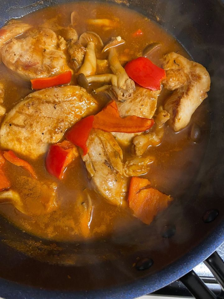 鶏胸肉を使って「チキンの豆乳ソース添え」