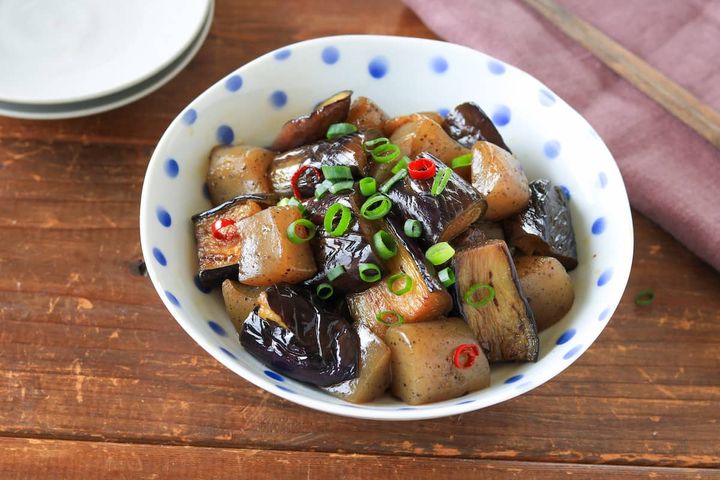 なすとこんにゃくの甘辛煮