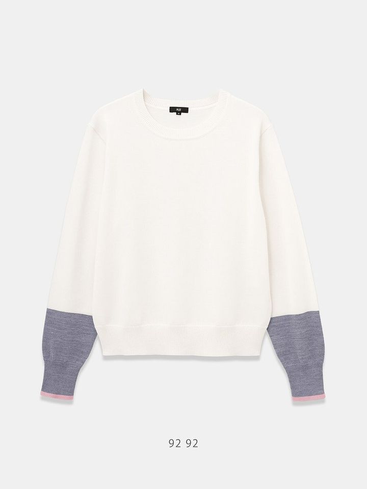 PLSTのメリノウールブレンドクルーネックセーター