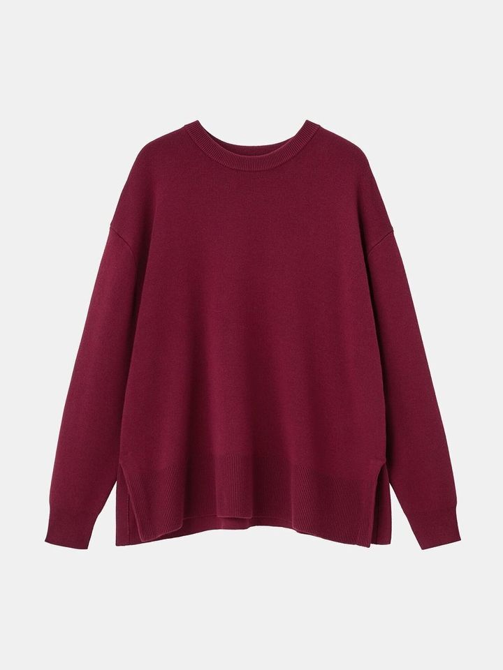 PLSTのウールミックススムースクルーネックセーター