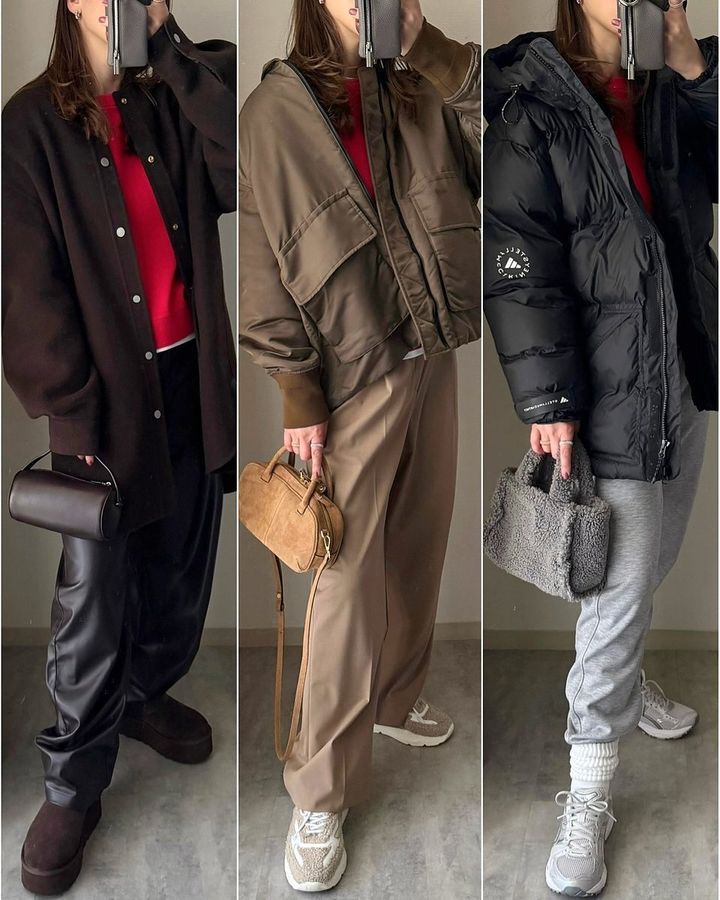 ユニクロのスムースコットンクルーネックセーターのコーデ2