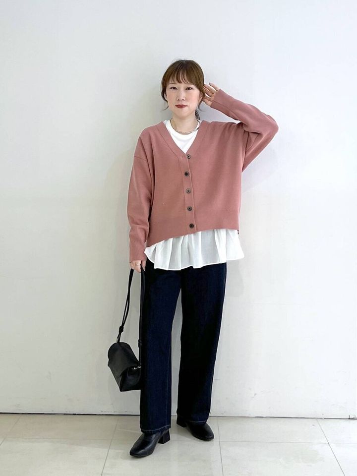 グローバルワーク大人女性おすすめスウェットライクVネックカーディガン