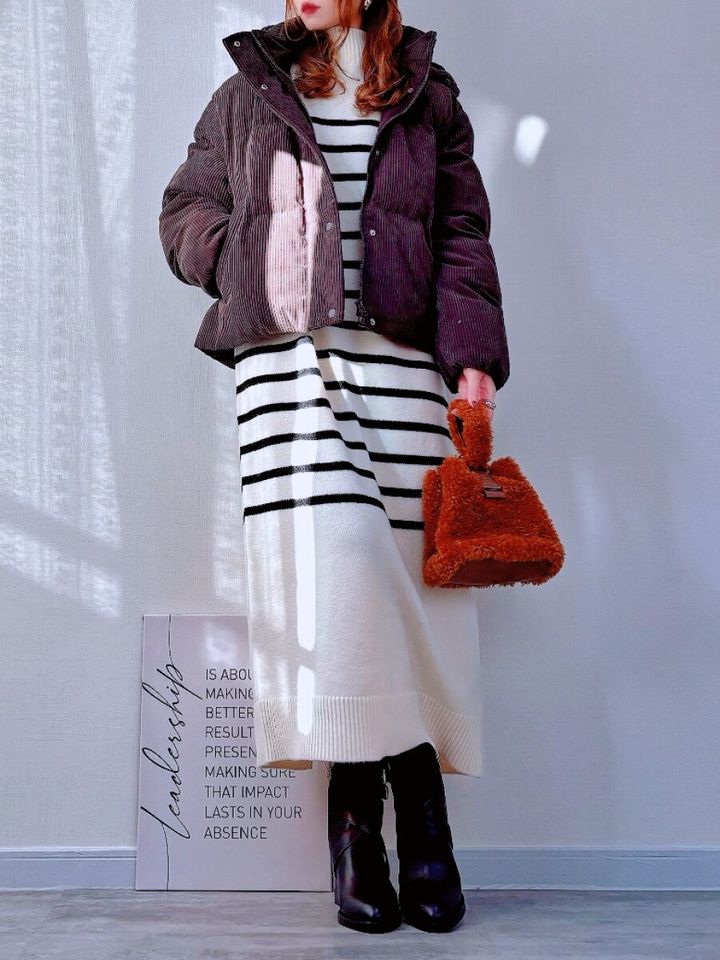 GUウォームパデッドコーデュロイブルゾン 2024モデル ブラウンカラー