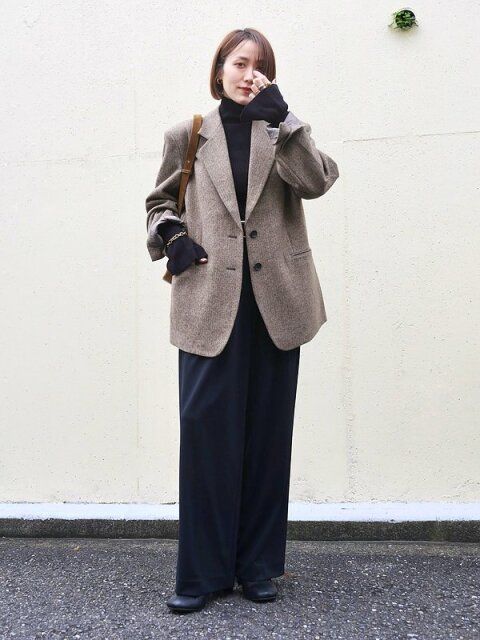 黒ワイドパンツコーデ5