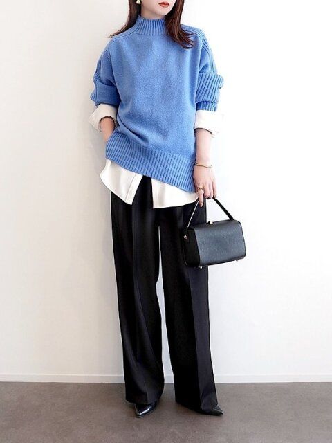 黒ワイドパンツコーデ3