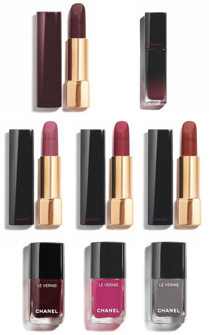 〈上左から〉ルージュ アリュール ヴェルヴェット 387 ￥7,040 ルージュ アリュール ラック 167 ￥6,930 〈中左から〉ルージュ アリュール ヴェルヴェット 357、367、377 各￥6,930 〈下左から〉ヴェルニ 397、387、377 各￥5,280（すべて1月9日より限定発売） Photos_ ©︎CHANEL
