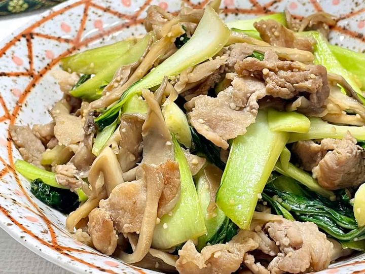 舞茸とチンゲンサイの豚肉中華炒め