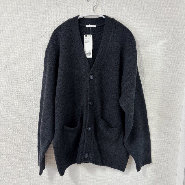 GUパフニットVネックカーディガン DARK GRAY