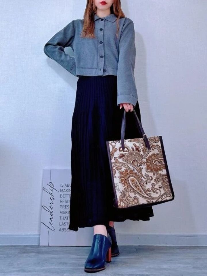 gu大人女性おすすめミラノリブポロカーディガンお手本コーデ