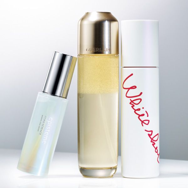 【左】episteme ニュートラルクリアセラム 【中】GUERLAIN オーキデ アンペリアル ゴールドノビレ ザ ゴールデッセンス ローション 【右】POLA ホワイトショット クリアスキンローション