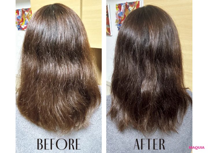 髪のうねり対策におすすめのデイリーケアアイテム ボタニスト サンタル リペアオイルインシャンプー、 トリートメント ビフォーアフター