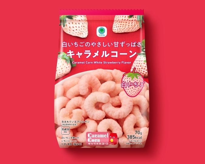 ファミマの白をまとったいちご狩り／白いちごのやさしい甘ずっぱさ キャラメルコーン