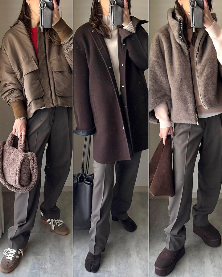 ユニクロのタックワイドテーパードパンツコーデ2