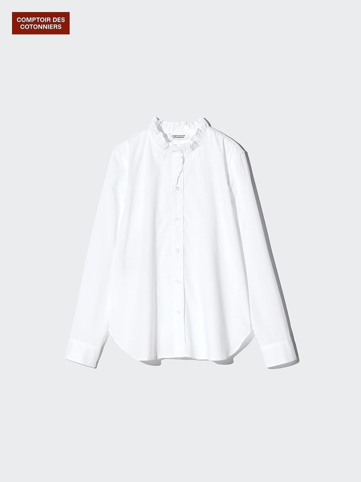 ユニクロのコットンストレッチフリルシャツ