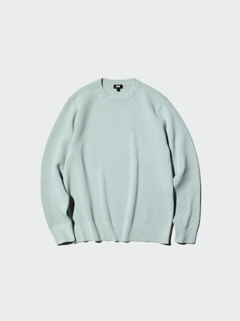 ユニクロウォッシャブルミラノリブクルーネックセーター LIGHT BLUE