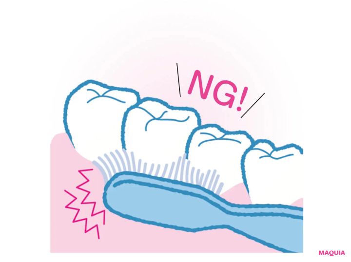 正しい歯の磨き方 歯ブラシで磨くのは「歯のみ」