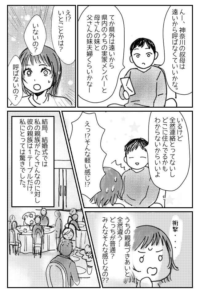「結婚式に呼ばないの！？」親戚付き合いゼロの夫。結婚は「異文化交流」を実感して…