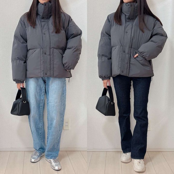 GUウォームパデッドスタンドブルゾンのデニムNGコーデ