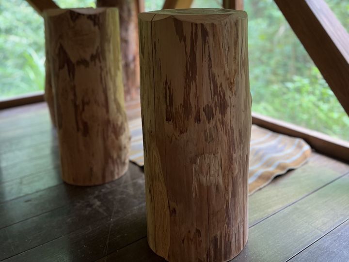 地杉で作った丸太椅子