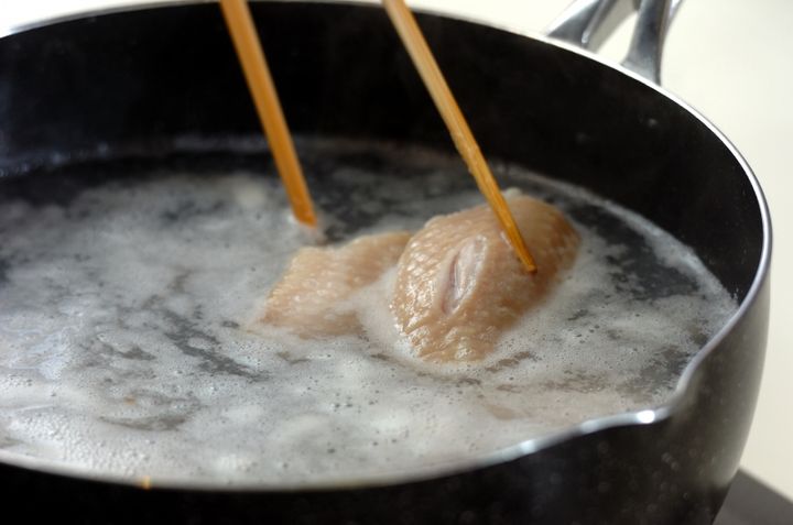 青菜入りサムゲタン風かゆの作り方1