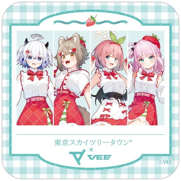 東京スカイツリータウン いちごフェア×VEEのコラボキャンペーン オリジナルコースター(青)