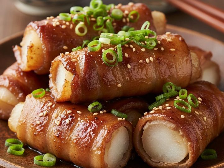 餅の豚バラ巻き