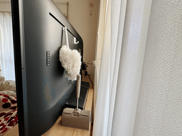 テレビの裏のモップ