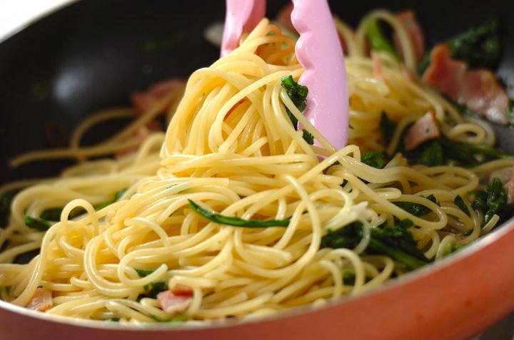 春菊とアサリのパスタの作り方4