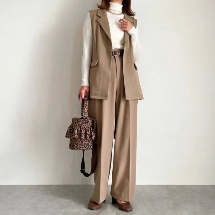 2026ユニクロメリノリブタートルネックセーターお手本コーデ