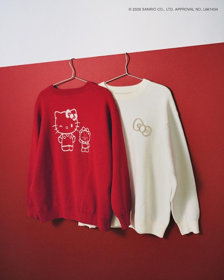 画像: ジャガードニット（レッド系/キナリ）各￥5,995