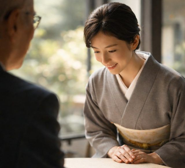 おじぎをする女性