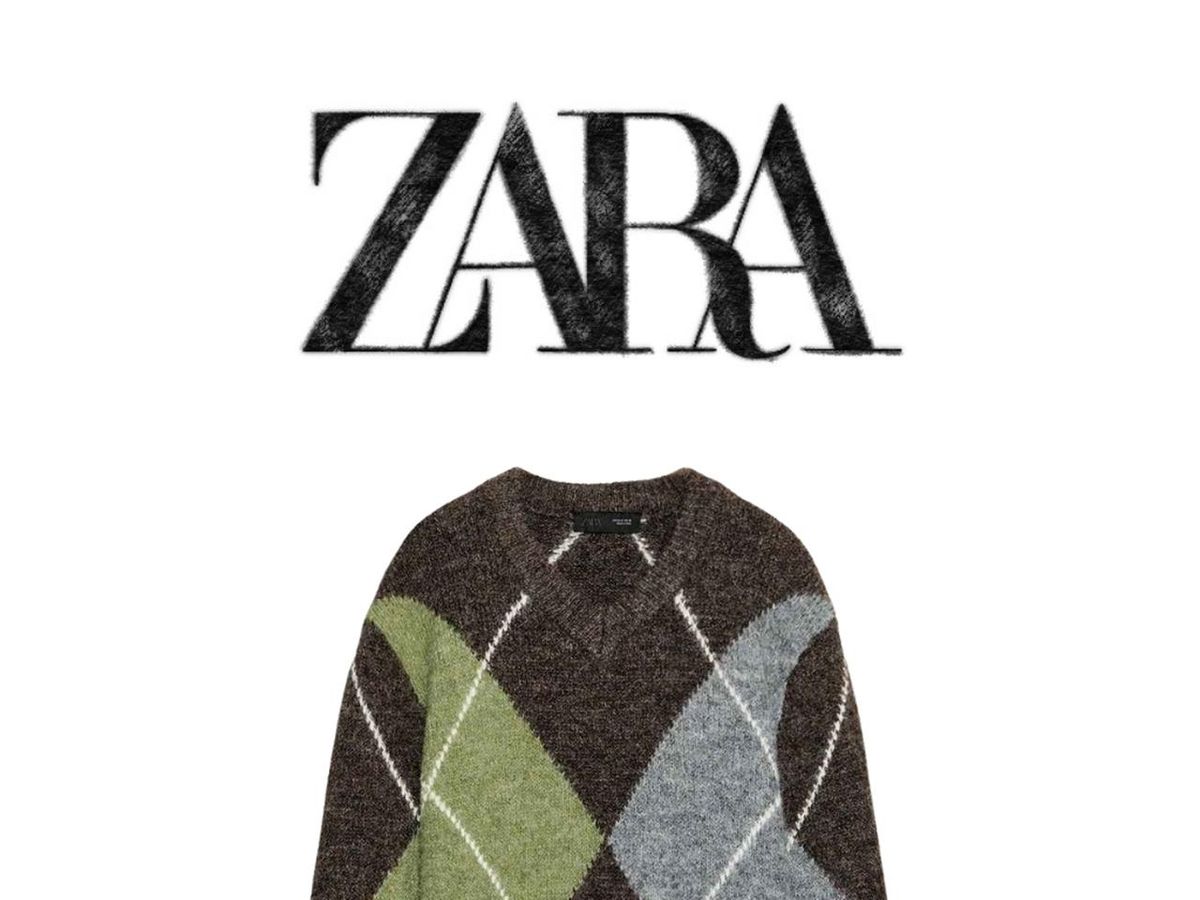 新品ZARA 定価10,990円 アーガイル柄 ニット ジャケット S 1点限り ガバッと着るだけでOK！【ZARA】40・50代が即こなれる♡「アーガイル柄