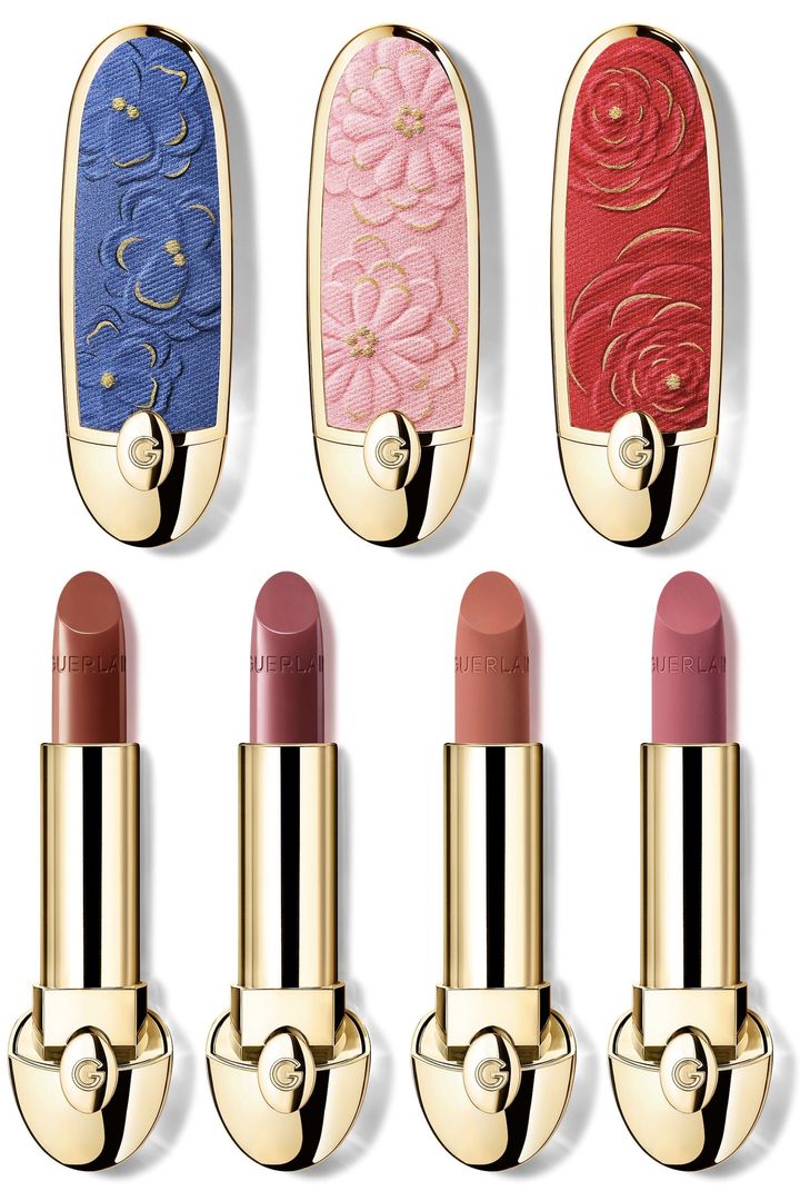 〈上左から〉ルージュ ジェ ケース デニム フローラ、チェリー ブロッサム、レッド ローズ 各￥4,950 〈下左から〉ルージェ ジェ 12、759 各￥5,170 ルージュ ジェ ラグジュリアス ヴェルヴェット 205 ￥5,170（すべて1月20日より公式オンラインブティック先行、2月1日より全国限定発売） ルージュ ジェ ラグジュリアス ヴェルヴェット 303 ￥5,170（1月20日より公式オンラインブティック先行、2月1日全国発売）