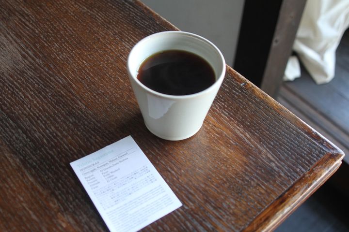 ドリップコーヒーにはコーヒー豆の産地の紹介文が添えられている