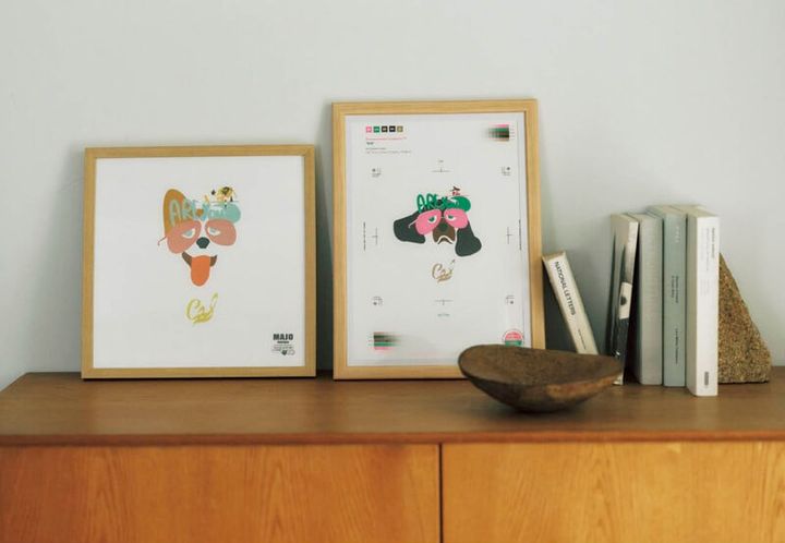 左：リソグラフポスター【アイン】［31×31］3000円 右：リソグラフポスター【リンちゃん】［H36.4×W25.7］2000円（ともにMYC メワヨワメコンピュータ™）