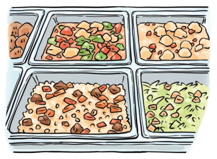 低橋さんが描いたフードコートに並ぶプロフのイラスト