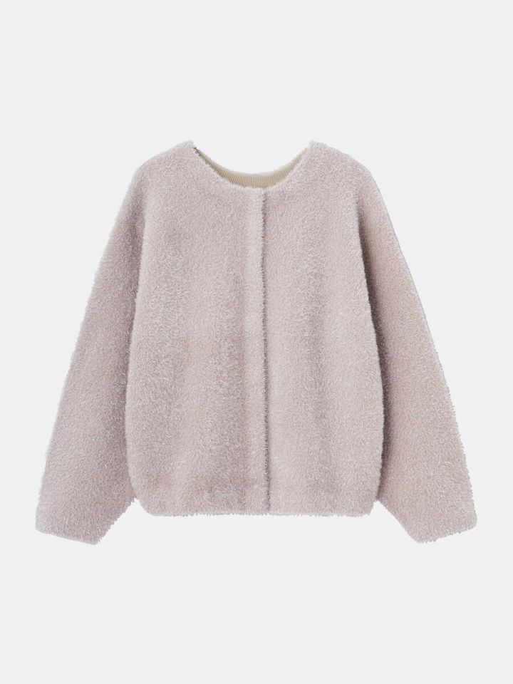 2026plst女性値下げラメフェザーヤーン2WAYカーディガン