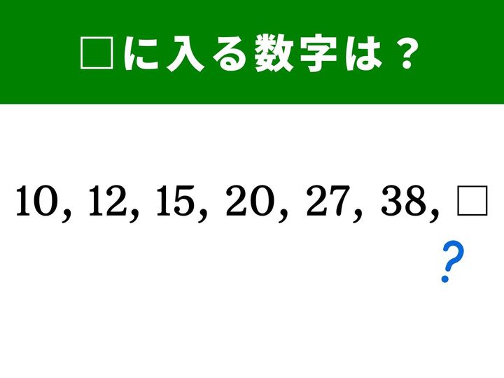 数字の変化に隠された法則を見つけて、□に入る数字を推理する「穴埋めクイズ」です。増え方が一定ではないとき、その「増えている数」自体に注目すると正解が見えてきます！